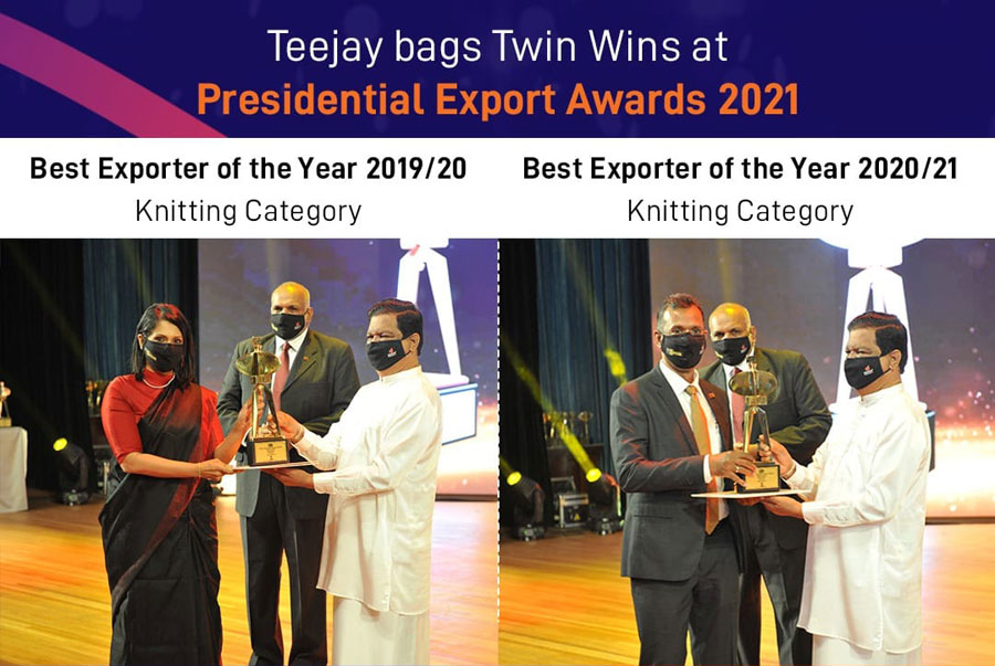 Twin wins for Teejay Lanka at Presidential Export Awards