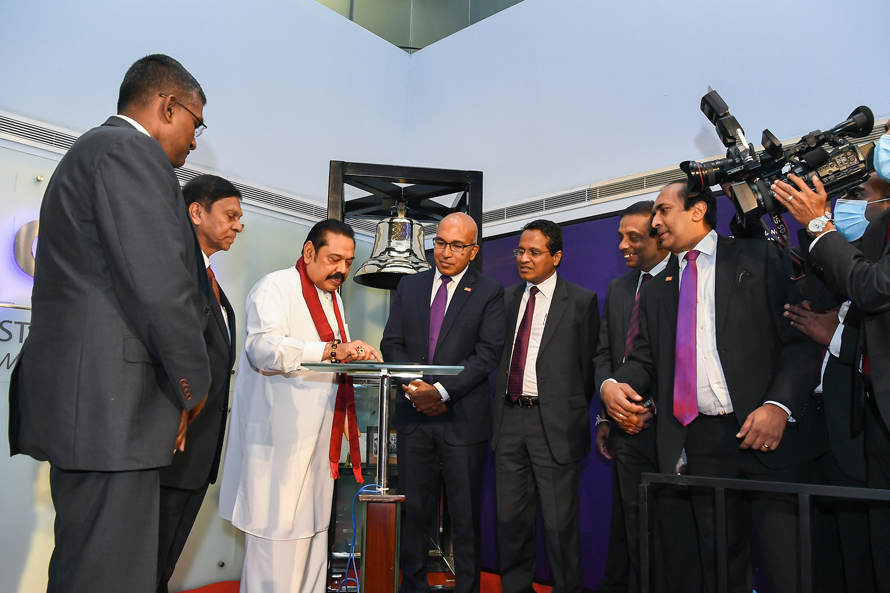 Hon. Mahinda Rajapaksa the Prime Minister of Sri Lanka openstrading at the Stock Exchange