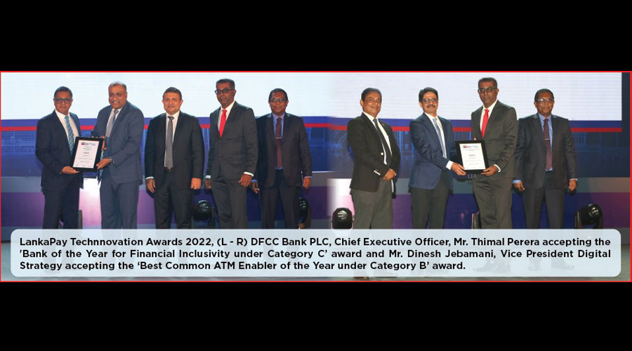 DFCC Bank recognized with Two merit awards at LankaPay Technnovation Awards 2022