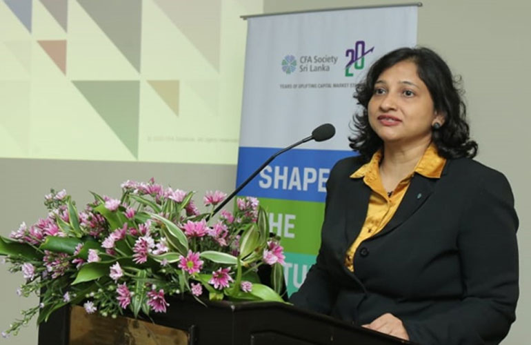 Arati Porwal Director of Society Relations CFA Institute addresses the top 20 employers in Sri Lanka